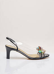 Sandale/pantofi decupați toc cui. toc plat până la 3 cm negru AZUREE femeie