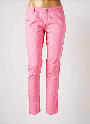 Pantalon chino țesătură poplin mărime normală roz BANANA MOON femeie