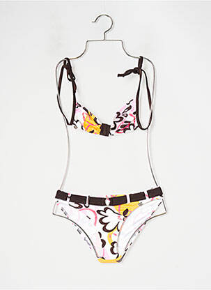 Costum de baie din două piese bretele elastice reglabile maro BANANA MOON fată