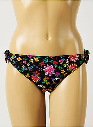Chiloți de baie imprimeu floral bikini negru BANANA MOON femeie