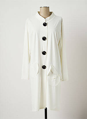 Palton lung alb HETEROCLITE femeie