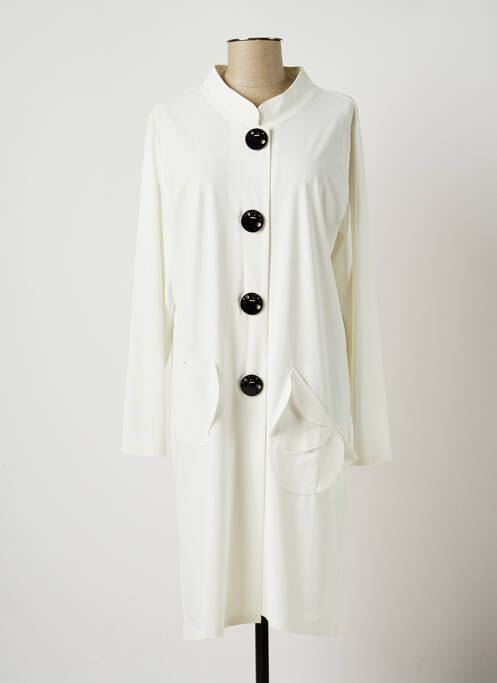 Palton lung alb HETEROCLITE femeie