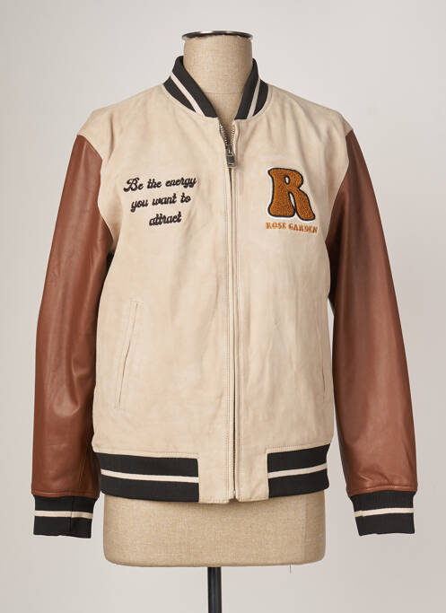 Geacă din piele bej ROSE GARDEN femeie