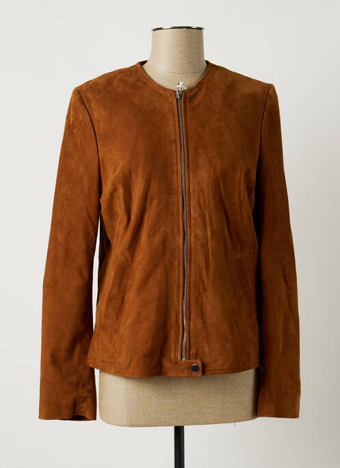 Geacă din piele maro ROSE GARDEN femeie