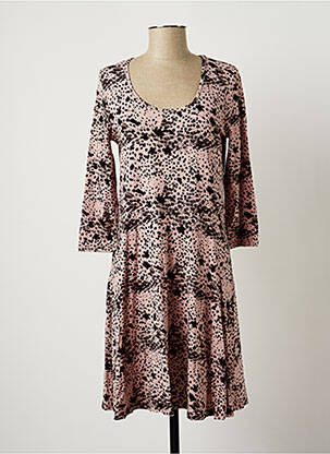 Rochie midi mâneci 3/4 mâneci 3/4 roz LES FILLES DE NEAUX femeie