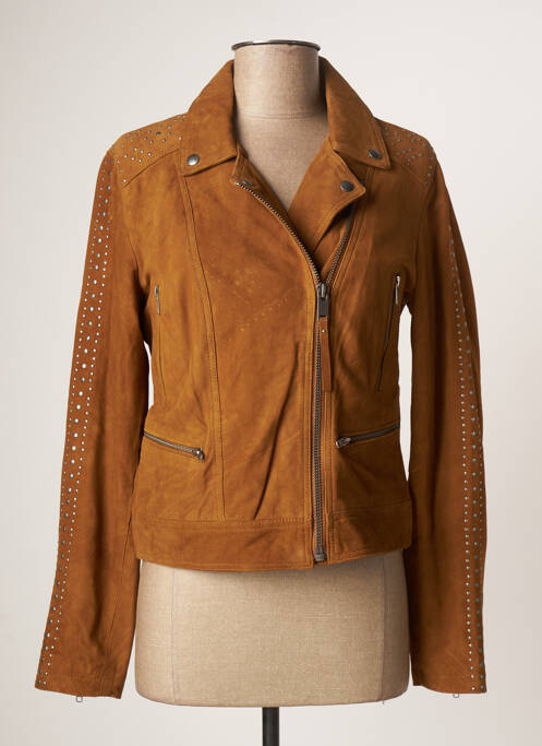 Geacă din piele bej ROSE GARDEN femeie