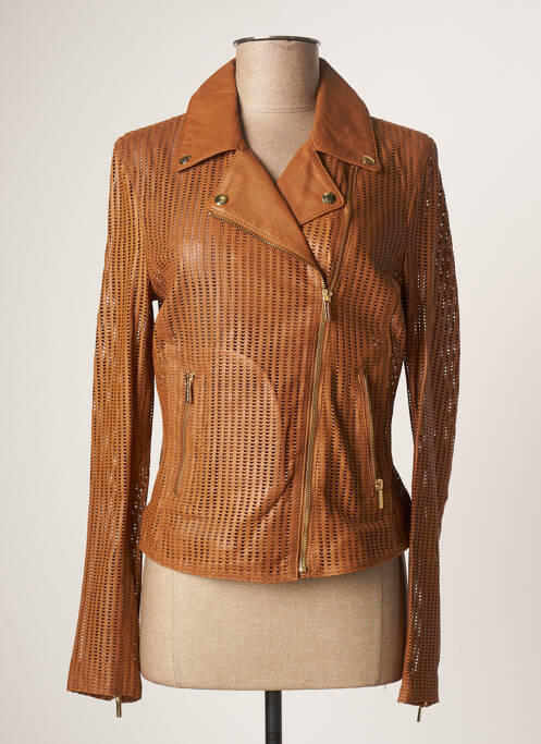 Geacă din piele maro ROSE GARDEN femeie