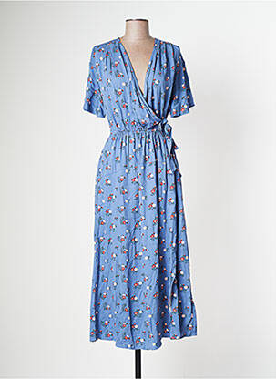 Rochie midi imprimeu floral mâneci scurte albastru BLUTSGESCHWISTER femeie