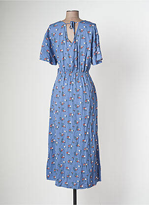 Rochie midi imprimeu floral mâneci scurte albastru BLUTSGESCHWISTER femeie