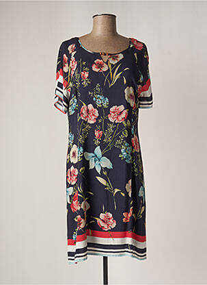 Rochie midi imprimeu floral mâneci scurte albastru FRED SABATIER femme