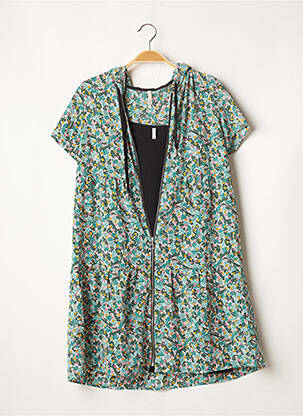 Rochie scurtă croială evazată mâneci scurte verde I.CODE (By IKKS) femeie