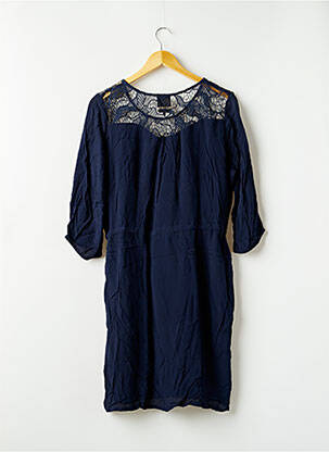 Rochie midi croială fluidă mâneci 3/4 albastru ICHI femeie
