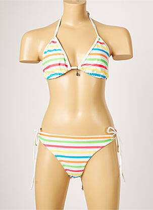 Costum de baie din două piese elasticitate top triunghiuri bej LITTLE MARCEL femeie