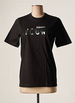 Tricou croială dreaptă mâneci scurte negru DSQUARED2 femeie