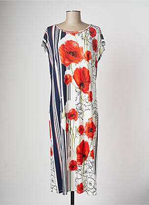 Rochie lungă mâneci scurte mâneci scurte alb GUY DUBOUIS femme