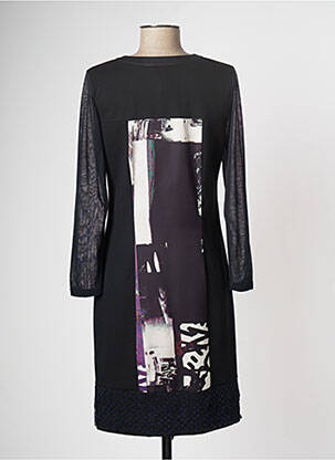 Rochie midi imprimeu fantezie mâneci lungi negru GUY DUBOUIS femeie