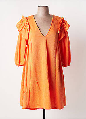 Rochie scurtă mâneci 3/4 mâneci 3/4 portocalie TEMPERATURA femeie