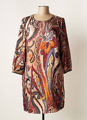 Rochie scurtă croială fluidă mâneci scurte maro TINTA STYLE femeie