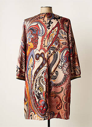 Rochie scurtă croială fluidă mâneci scurte maro TINTA STYLE femeie