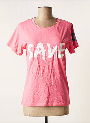 Tricou croială dreaptă mâneci scurte roz SAVE THE DUCK femeie