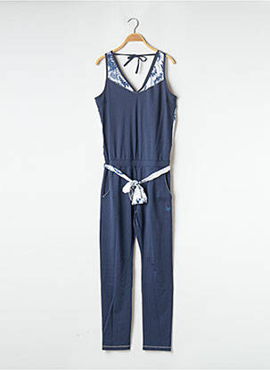 Salopetă-pantalon croială cambrată fără mâneci albastru HBT femme