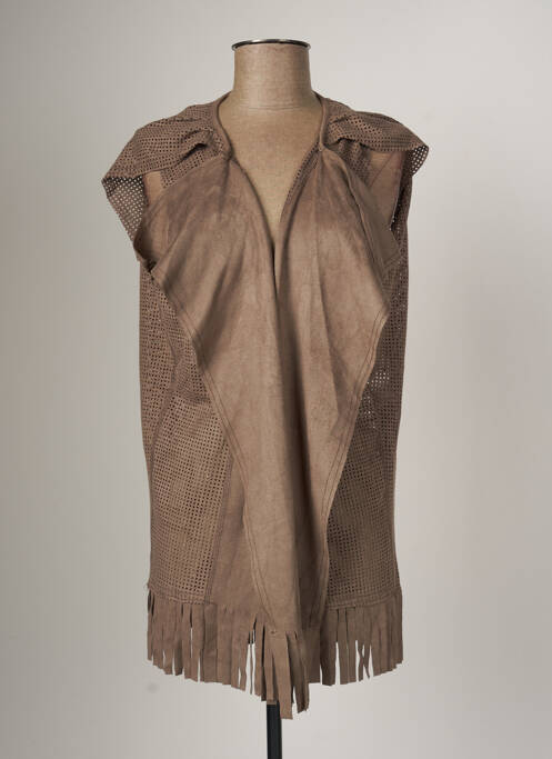 Vestă cu mâneci scurte maro ARELINE femeie