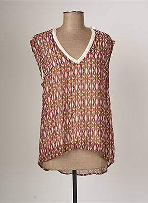 Tunică mâneci scurte ușoară și transparentă roz ARELINE femme