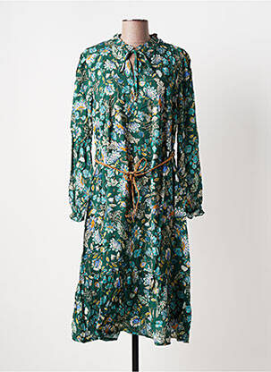 Rochie midi imprimeu floral mâneci lungi verde JULIE GUERLANDE femeie