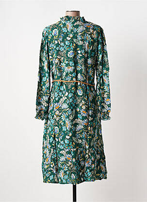 Rochie midi imprimeu floral mâneci lungi verde JULIE GUERLANDE femeie