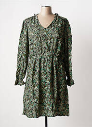 Rochie midi imprimeu fantezie mâneci lungi verde C'EST BEAU LA VIE femeie