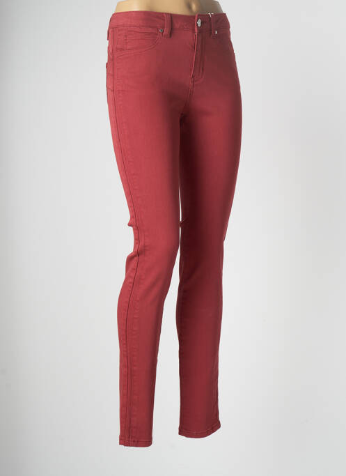 Pantalon slim broderie cu nituri mărime normală roșu C'EST BEAU LA VIE femme