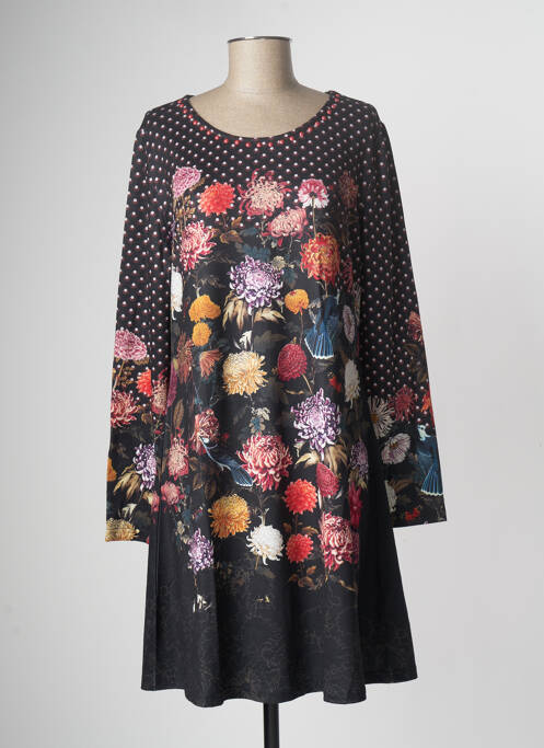 Rochie midi croială evazată mâneci lungi negru MULTIPLES femme