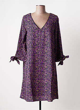 Rochie midi croială fluidă mâneci 3/4 violet BLANCHEPORTE femeie