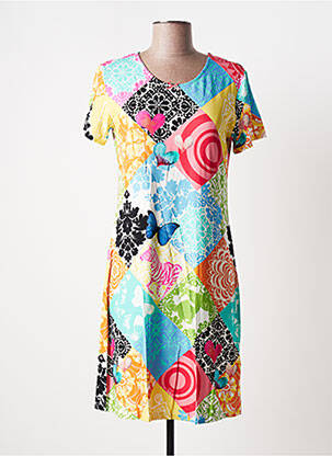 Rochie midi imprimeu fantezie mâneci scurte albastru DESIGUAL femeie
