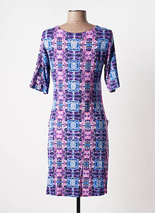 Rochie midi imprimeu fantezie mâneci scurte violet DESIGUAL femeie
