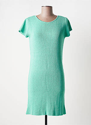 Rochie pulover elasticitate mâneci scurte verde POLES femeie