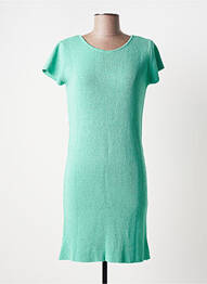 Rochie pulover elasticitate mâneci scurte verde POLES femme