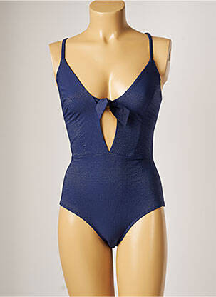 Costum de baie dintr-o singură piesă efect material satinat top triunghiuri albastru SIMONE PERELE femeie