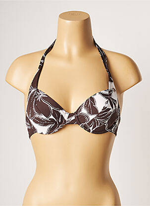 Sutien de costum de baie elasticitate sutien cupe întregi cu decolteu înalt maro BANANA MOON femeie