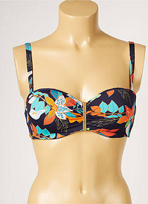 Sutien de costum de baie elasticitate sutien balconet cu decolteu înalt albastru LIVIA femeie