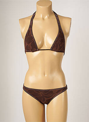 Costum de baie din două piese elasticitate top triunghiuri maro BANANA MOON femeie