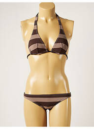 Costum de baie din două piese elasticitate top triunghiuri maro BANANA MOON femme