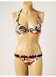 Costum de baie din două piese elasticitate sutien cupe întregi cu decolteu înalt maro BANANA MOON femme