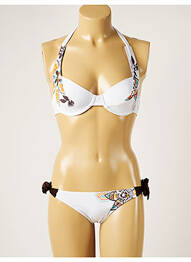 Costum de baie din două piese elasticitate sutien cupe întregi cu decolteu înalt alb BANANA MOON femme