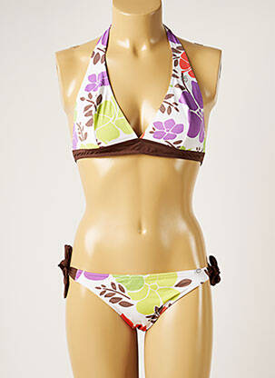 Costum de baie din două piese elasticitate top triunghiuri alb BANANA MOON femeie