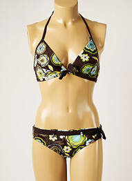 Costum de baie din două piese elasticitate top triunghiuri maro BANANA MOON femme