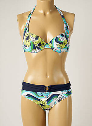 Costum de baie din două piese elasticitate sutien cupe întregi cu decolteu înalt albastru BANANA MOON femeie