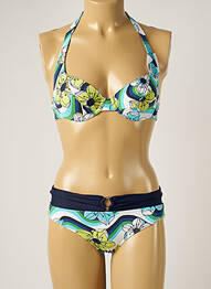 Costum de baie din două piese elasticitate sutien cupe întregi cu decolteu înalt albastru BANANA MOON femme