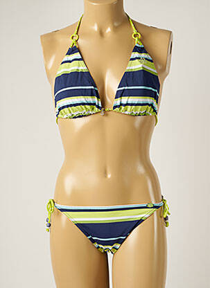 Costum de baie din două piese elasticitate sutien balconet cu decolteu înalt albastru BANANA MOON femeie