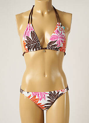 Costum de baie din două piese elasticitate top triunghiuri roz BANANA MOON femeie